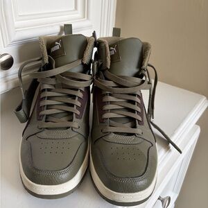 Puma Men's Olive Green High-Top Sneakers